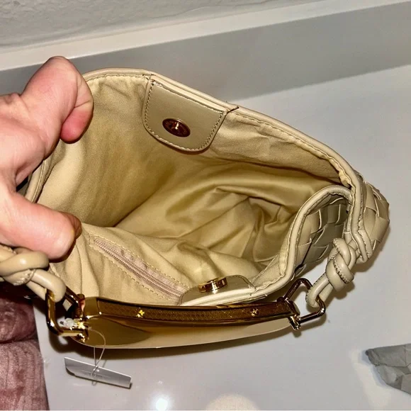 New You and Me Tan Woven Leather Handbag - Picture 5 of 5